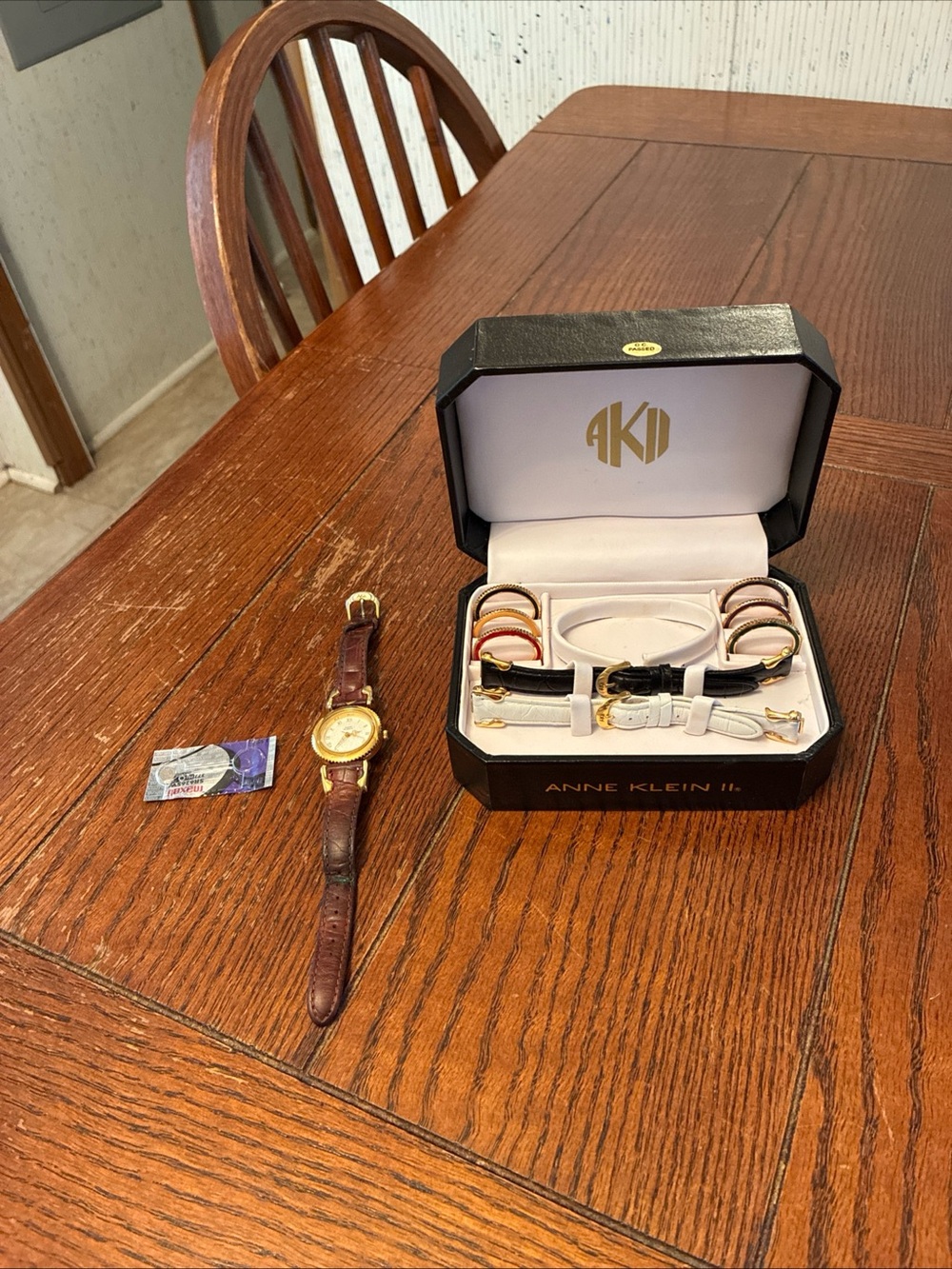 Vintage Anne Klein 2 Watch Set 7 Interchange Bezels 3 Leather Bands New Battery